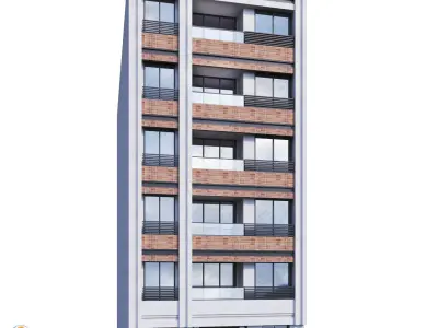 Apartment building with balconies 3D model