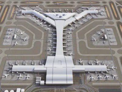 Doha - Hamad 3D Airport Low-poly 3D model