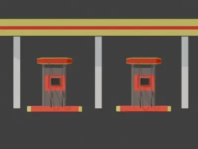 Retro Fuel Stop Low-poly 3D model