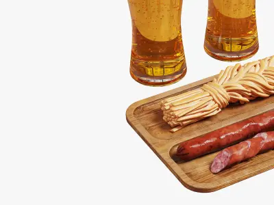 Beer set with hunting sausages 3D model