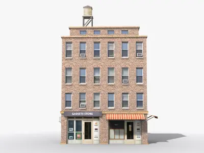 Apartment Building x9 Low-poly 3D model