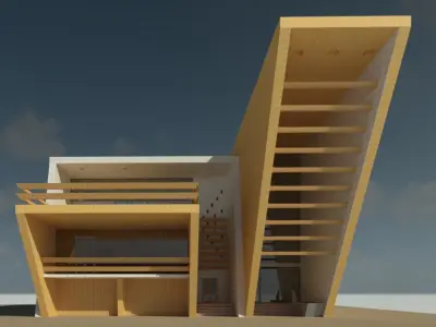 Modern Building  with many uses  villa or restaurant or coffee  3D model