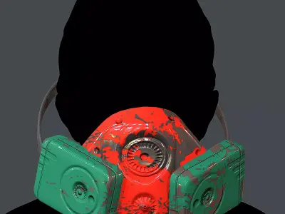 Gas mask helmet 3d model scifi Low-poly  Low-poly 3D model 491