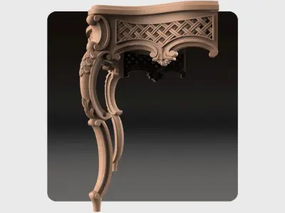 Carved console 2 leg table for CNC 02 3D model