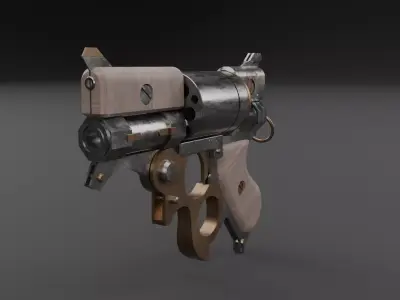 Steampunk revolver 3D model for game 3D model