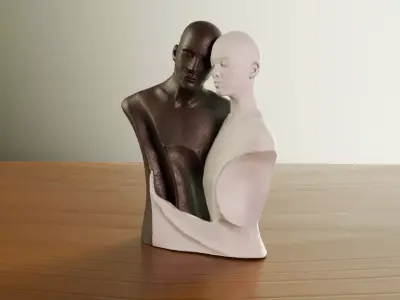 Romantic Dual Figure Sculpture 3D model