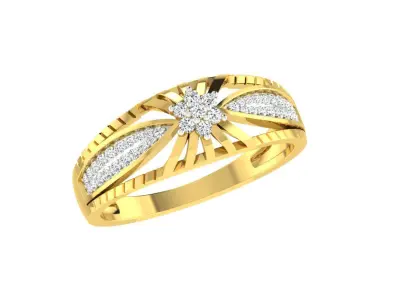 Light Weight Yellow Gold Diamond Ring  -ZA RN 7801 3D print model