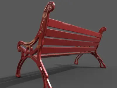 Street Bench Low-poly 3D model