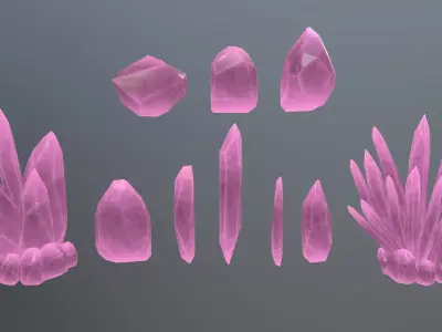 Crystal Set cube Low-poly 3D model
