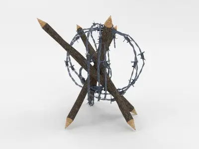 Lowpoly Barb Wire Obstacle Low-poly 3D model