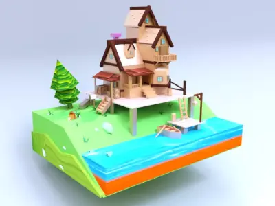 lowpoly house toy 3D model