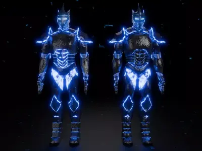 PBR Rigged Sci Fi Fantasy Armor Low and High Poly Low-poly 3D model