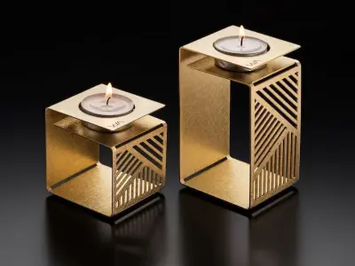 Solidworks geometric brass foldable tea light holders 3D model