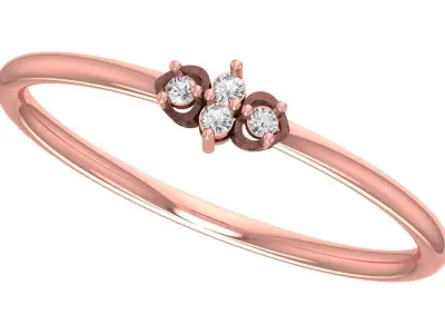 Solitaire Women Light Weight Band Ring 3D print model 29