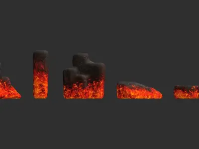 Rock Set 01 - Lava Low-poly 3D model