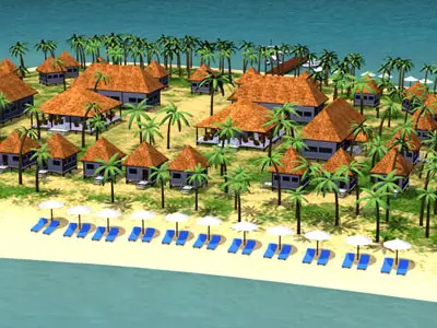 Island resort 3D model