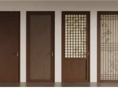 Door Wooden-Door Single-Door Bedroom-Door glass-door 3D model