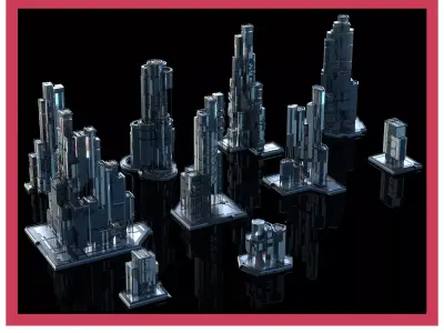 MODERN BUILDING AND SKYSCRAPER PACK KITBASH CITY WORLD KIT 3D model