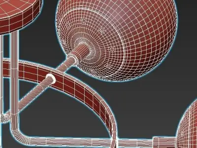 intenso six light chrome ceiling light with glass globes 3D model