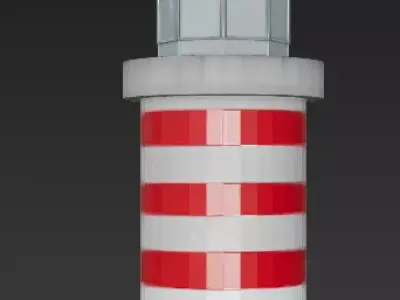 Modern Red and White Striped Lighthouse 3D Model Low-poly 3D model
