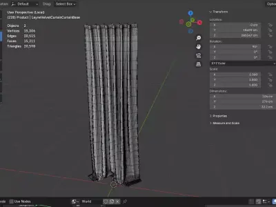 Vega Ikat Blackout Curtain Low-poly 3D model