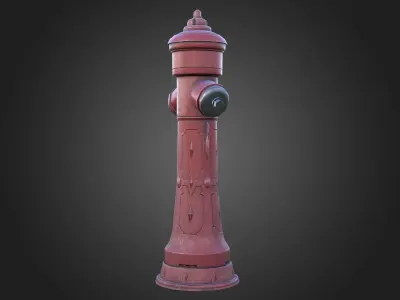Street Red Fire Hydrant Low-poly 3D model