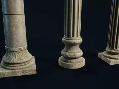 Garden Columns modular Low-poly 3D model