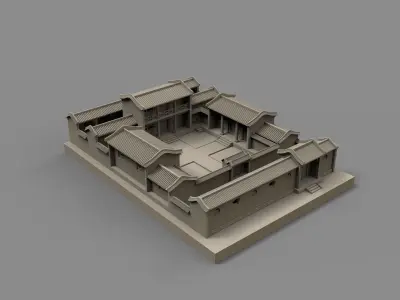 Chinese style building courtyard Free 3D print model