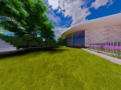 Exquisite Modern Villa with Garden and Pool 3D model