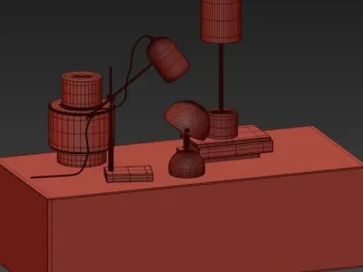Lowe Table Lamp in White Marble Black Brass  Lamps 3D model