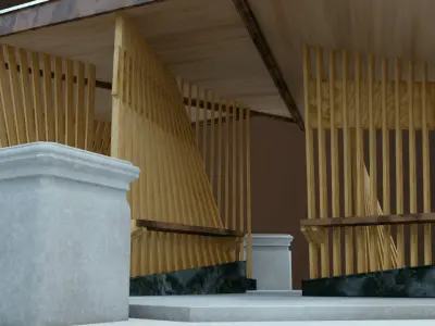 Bus Stop Low-poly 3D model