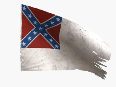 US Flag 2nd National Confederate Low-poly 3D model