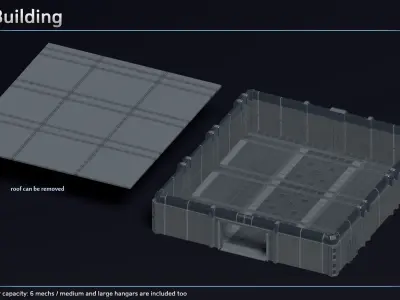 Modular Mech Hangar Low-poly 3D model