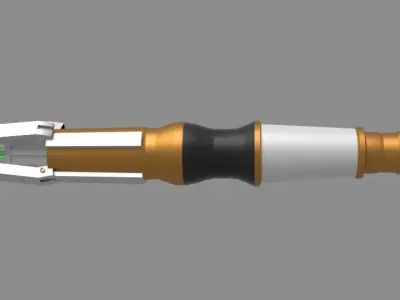 Screwdriver gold and connector Low-poly 3D model