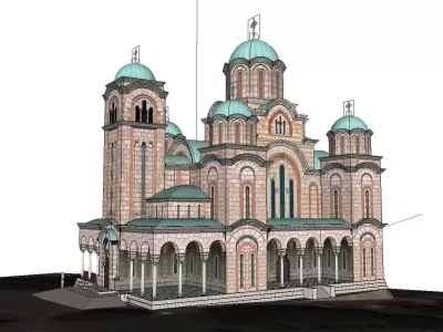 Architecture-Religion-God-Culture-Temple-010 church with two ... 3D model