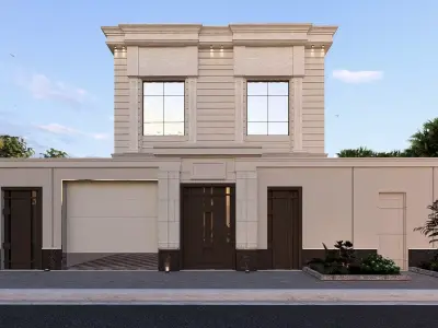 Classic Residential Villa SketchUp Model Night Render Included 3D model
