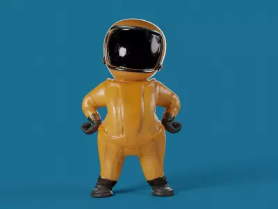 Textured and Rigged Little Cartoon Space Man Scifi Character 3D model