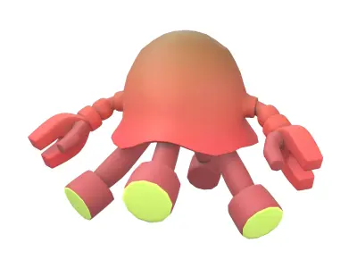 Jellyfish Robot Character v1 002 Low-poly 3D model