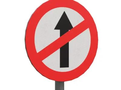 No Entry streetsignBoard Low-poly 3D model