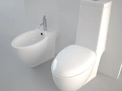 Generic Bidet and Toilet 3D model