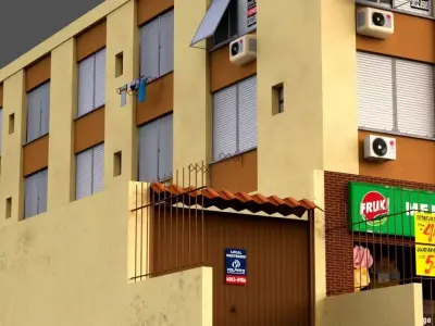 Small Building With Grocery Low-poly 3D model