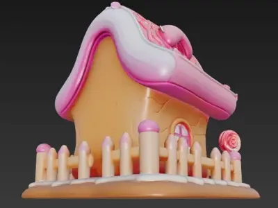 Fairytale Gingerbread Candy House 3D Model 3D print model