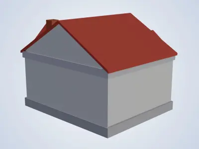 House with roof Low-poly 3D model