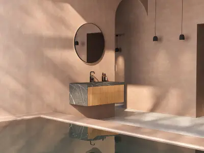 Minimalist Beige Bathroom   3D model