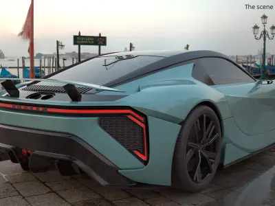  Lexus Sport Concept Car Vehicle Turquoise Rigged for Cinema 4D 