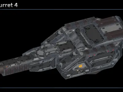 Scifi Turrets Low-poly 3D model