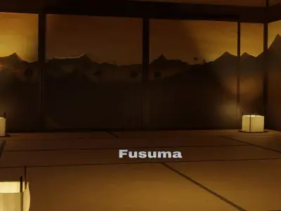 Realistic Murals And Fusuma With Motifs 3D model