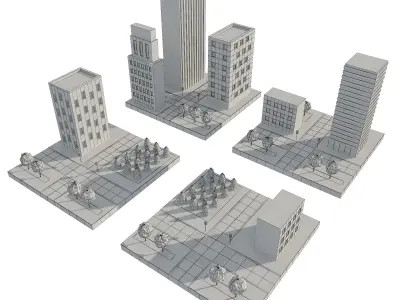 Game City Low-poly 3D model