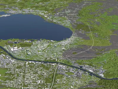 Bregenz Austria 50x50km 3D model