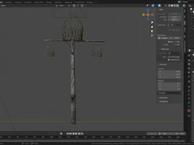 Forest - Wooden Tripple Street Lamp Lantern Low-poly 3D model